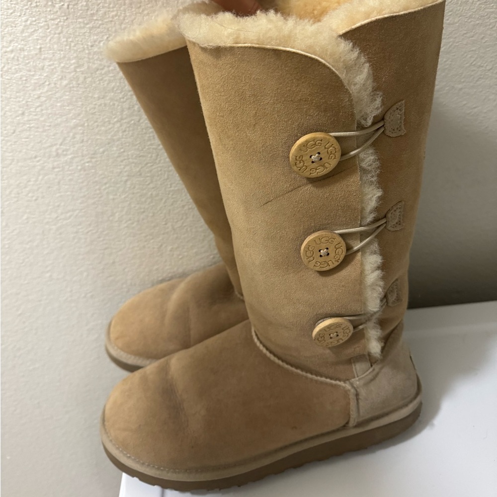 UGG light tan three button boot